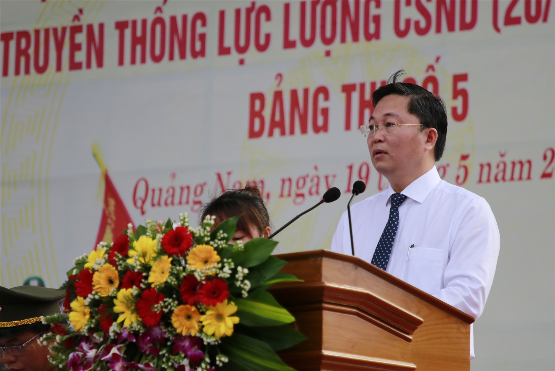 Chủ tịch UBND tỉnh Lê Trí Thanh phát biểu khai mạc hội thi. Ảnh: T.C