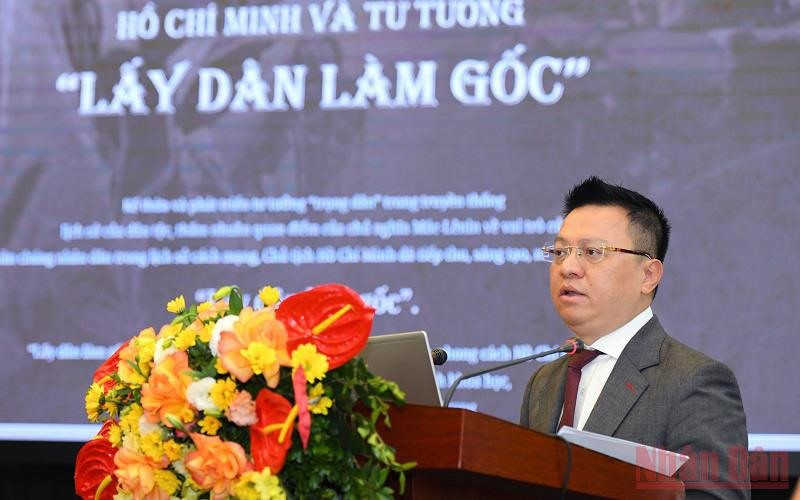 Đồng chí Lê Quốc Minh phát biểu tại lễ khai trương Trang thông tin. Ảnh: THÀNH ĐẠT