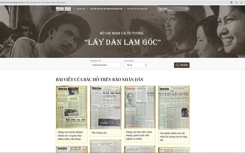 Trang thông tin giới thiệu hơn 1.000 bài viết của Chủ tịch Hồ Chí Minh đăng trên Báo Nhân Dân từ năm 1951 - 1969.