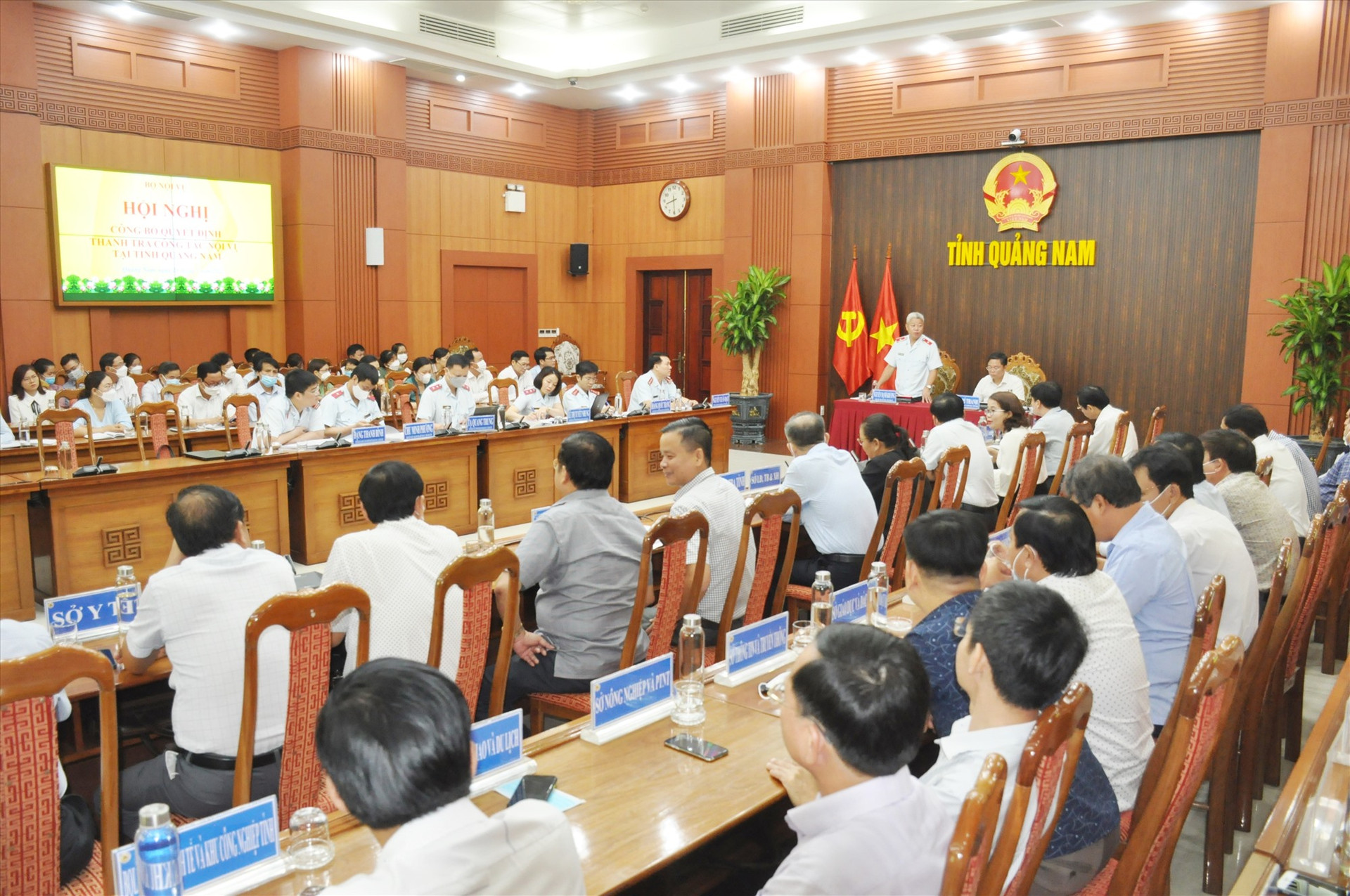 Quang cảnh hội nghị công bố Quyết định tra về công tác nội chính của tỉnh Quảng Nam diễn ra sáng nay 23.5. Ảnh: N.Đ