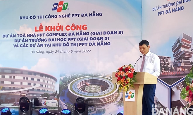 Phó Chủ tịch Thường trực UBND thành phố Đà Nẵng Hồ Kỳ Minh phát biểu tại buổi lễ. Ảnh: TRIỆU TÙNG