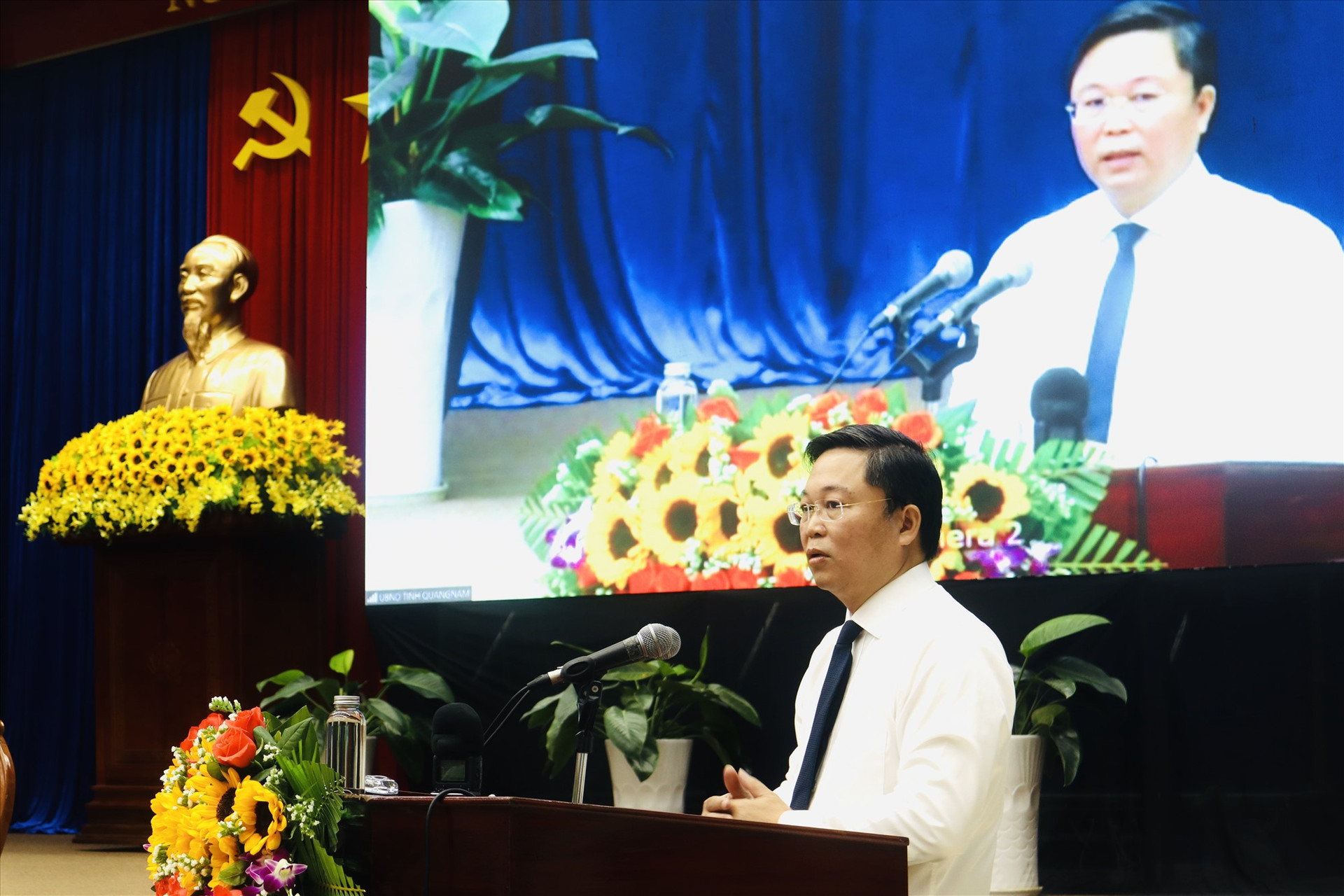 Chủ tịch UBND tỉnh Lê Trí Thanh phát biểu tại hội thảo. Ảnh: P.C.T