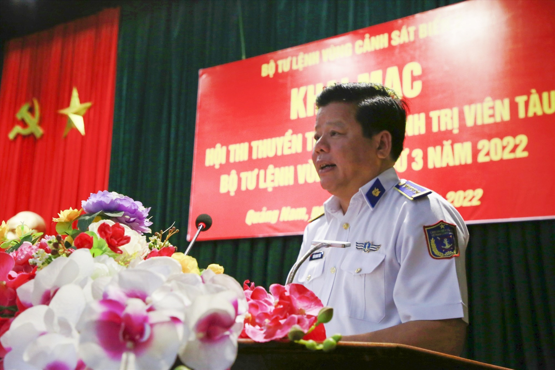 Đại tá Trần Quang Tuấn phát biểu tại hội thi. Ảnh: T.C