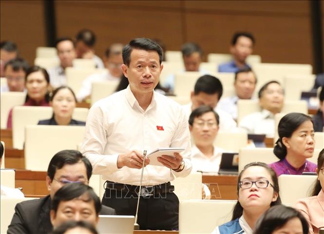 Đại biểu Quốc hội tỉnh Nam Định Nguyễn Hải Dũng chất vấn. Ảnh: Phương Hoa/TTXVN
