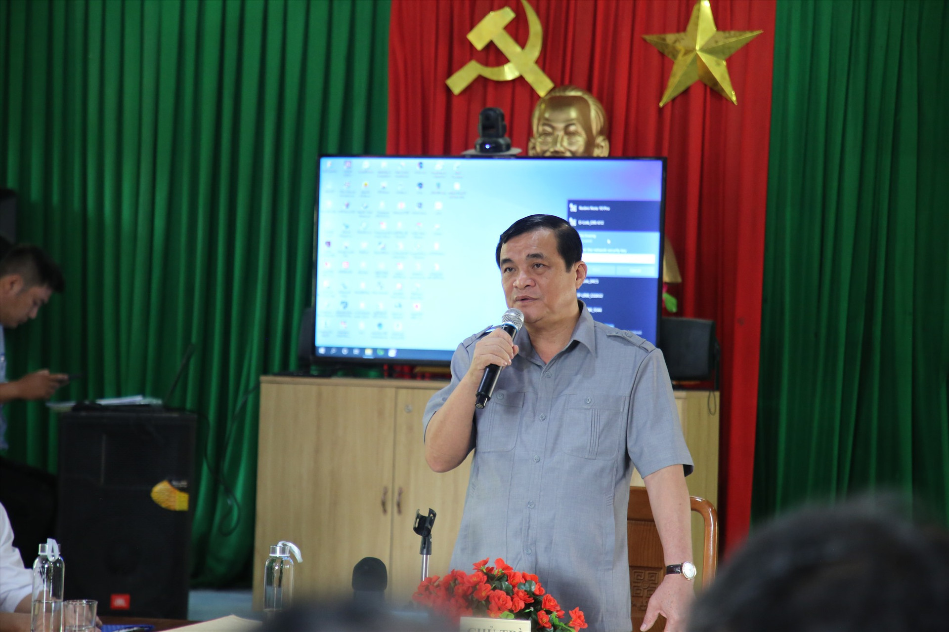 Bí thư Tỉnh ủy Phan Việt Cường phát biểu tại cuộc làm việc. Ảnh: N.L