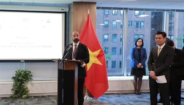 Vietnamese Ambassador Dang Hoang Giang addresses the event. (Photo: VNA)