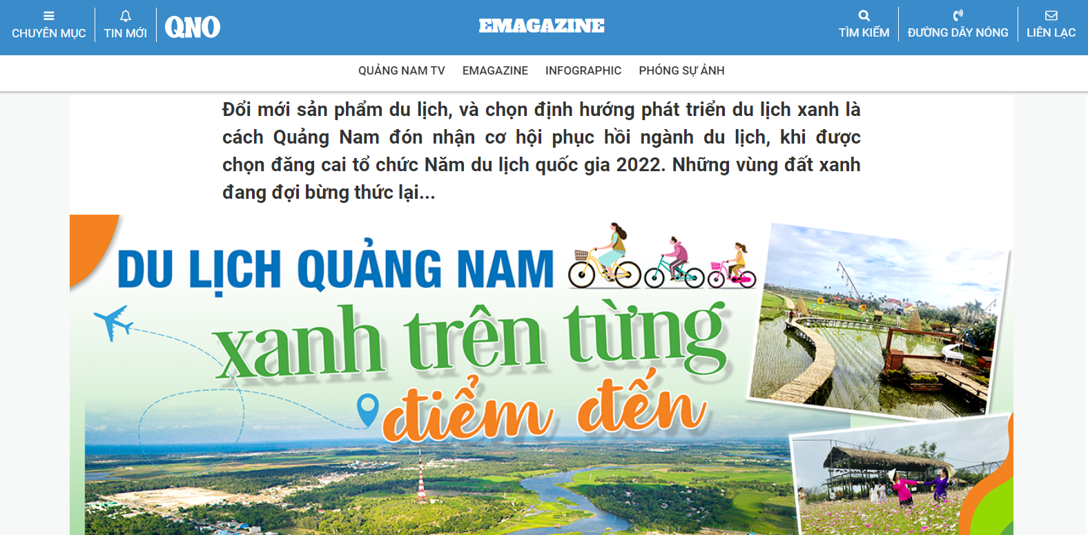 Nhiều bài viết tuyên truyền Năm Du lịch quốc gia 2022 - “Quảng Nam điểm đến du lịch xanh” được đăng tải trên báo Quảng Nam.