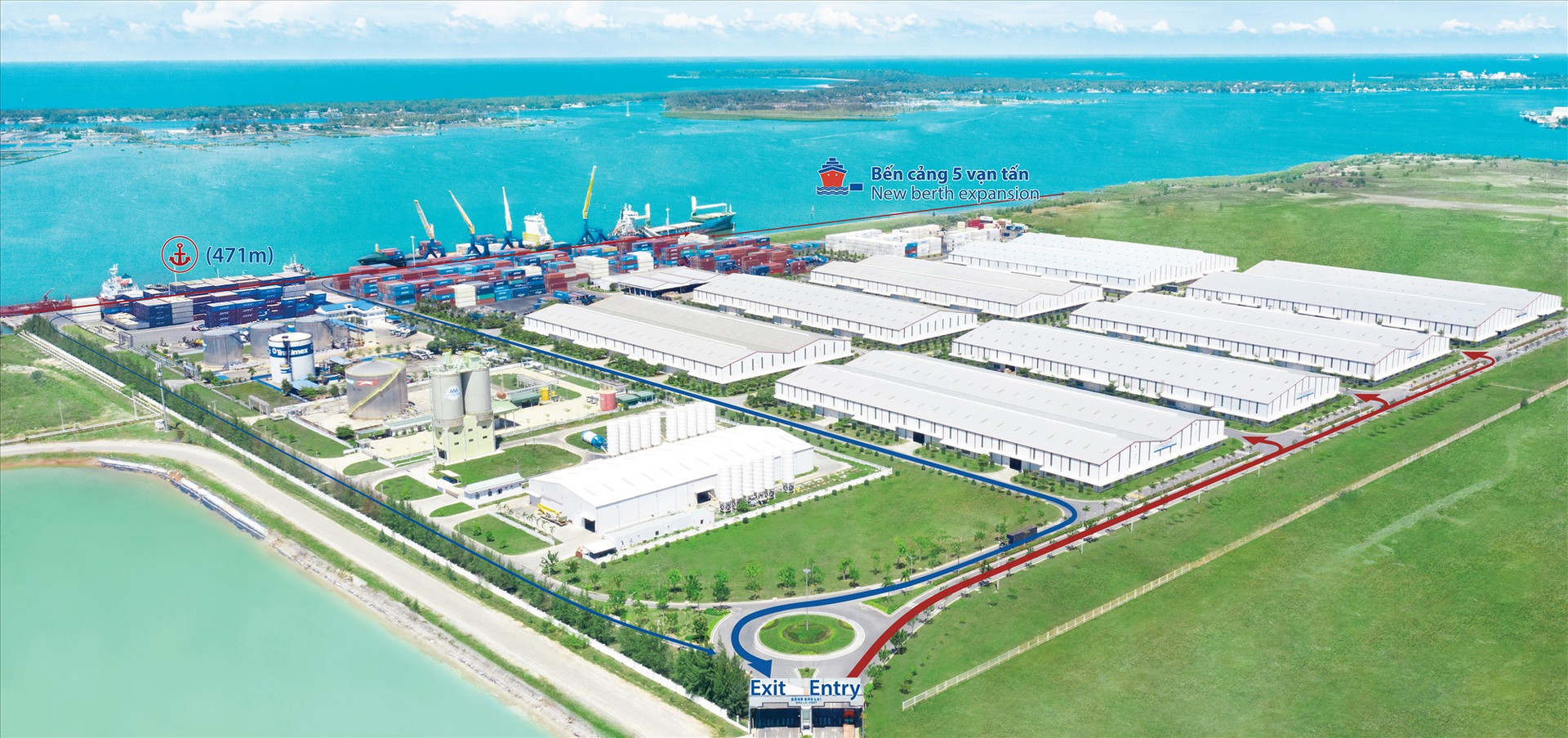 Cảng Chu Lai đang từng bước xây dựng bến Cảng 5 vạn tấn thực hiện mục tiêu trở thành cửa ngõ giao thương của miền Trung, Việt Nam.