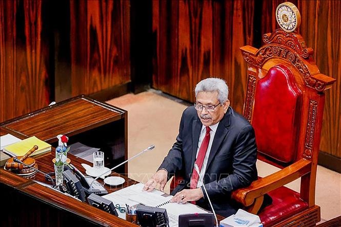 Tổng thống Sri Lanka Gotabaya Rajapaksa phát biểu tại phiên họp Quốc hội ở thủ đô Colombo, ngày 18/1/2022. Ảnh: AFP/TTXVN