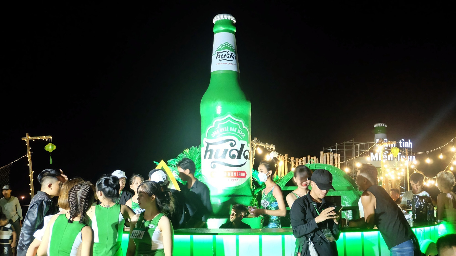 A big Huda beer bottle