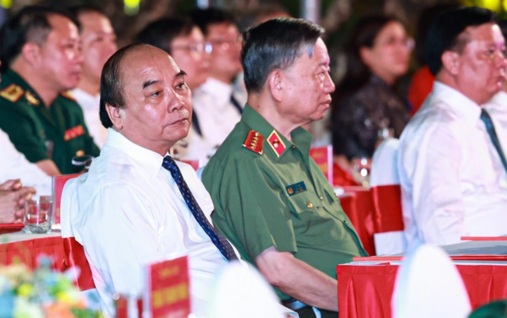 Chủ tịch nước Nguyễn Xuân Phúc tham dự sự kiện tại điểm cầu Hà Nội (ảnh: Quốc Chính).