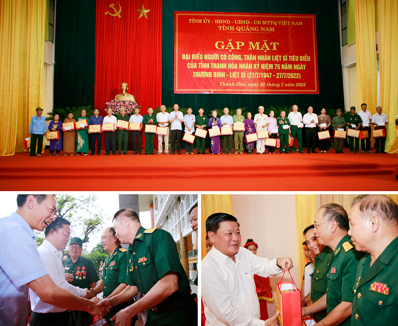 Lãnh đạo tỉnh Quảng Nam và Thanh Hóa gặp mặt, tặng quà cựu chiến binh, người có công từng có thời gian chiến đấu, công tác ở chiến trường Quảng Nam. Ảnh: THÀNH CÔNG