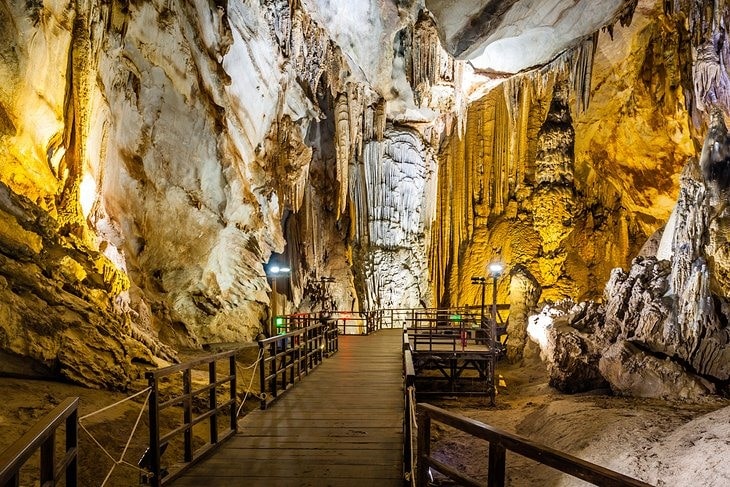 One of the best places to visit in Vietnam for caving, World Heritage-listed Phong Nha-Ke Bang National Park is a dramatic karst mountain formation honeycombed with huge caverns, which are home to superb stalactite and stalagmite displays.