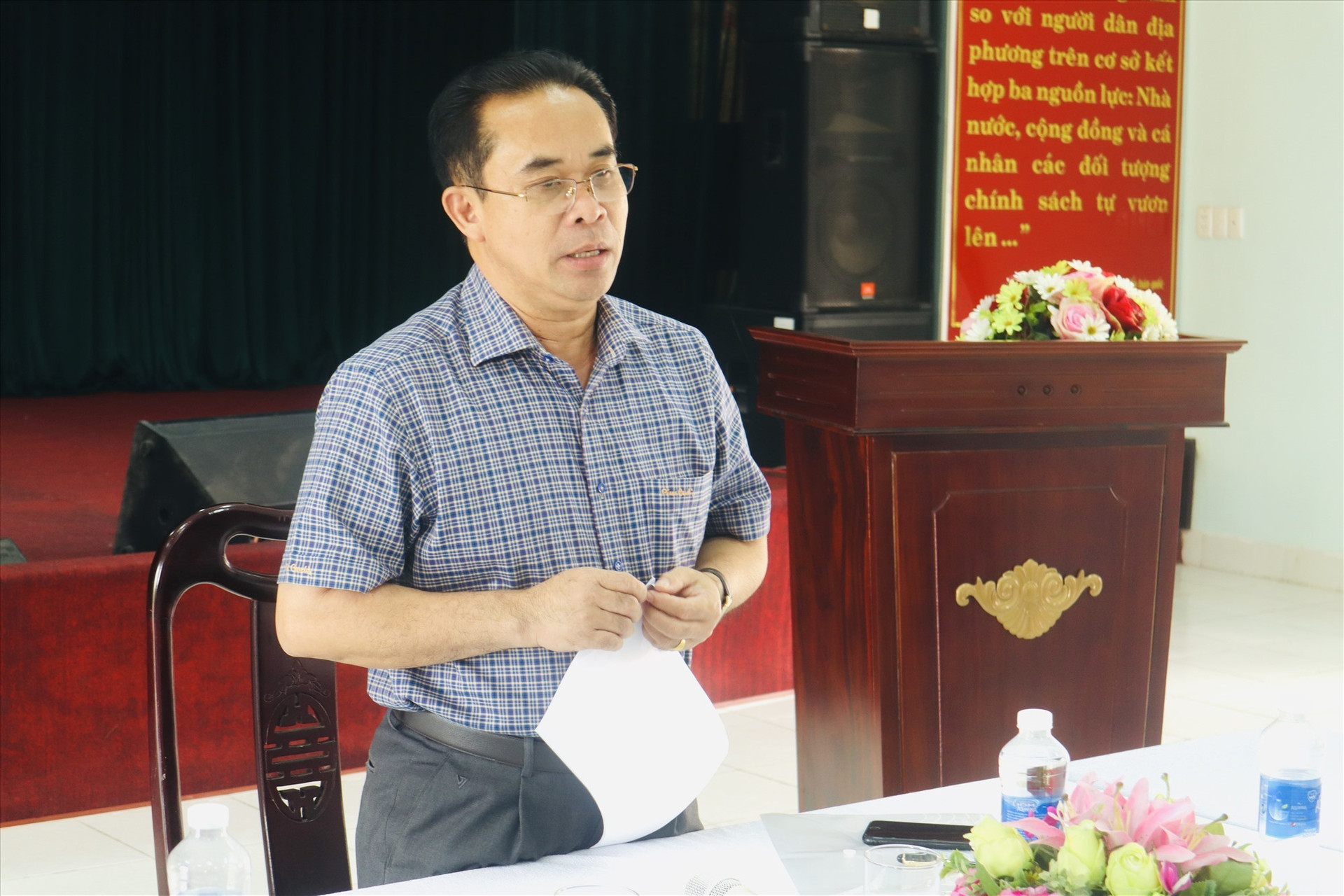 Phó Chủ tịch UBND tỉnh Trần Anh Tuấn phát biểu tại buổi làm việc. Ảnh: Q.T