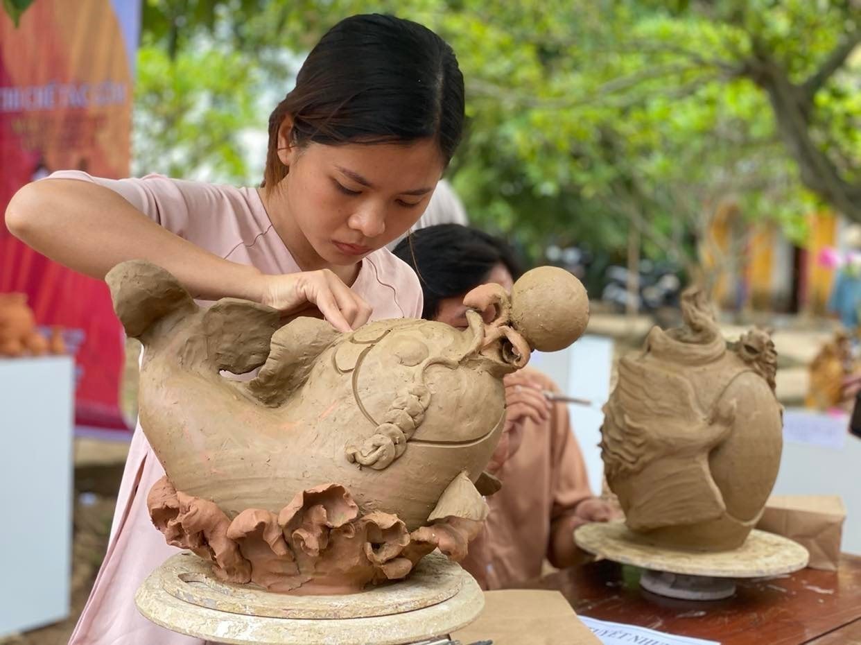 Making pottery products in Thanh Ha pottery village, Hoi An city, Quang Nam province