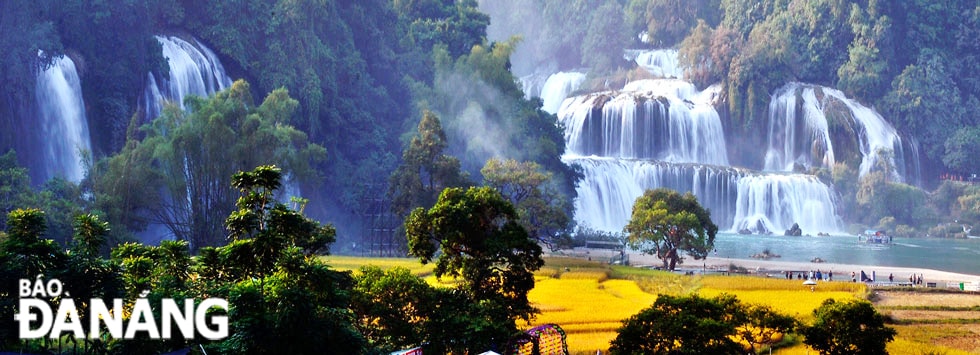 Thác Bản Giốc mùa lúa chín.