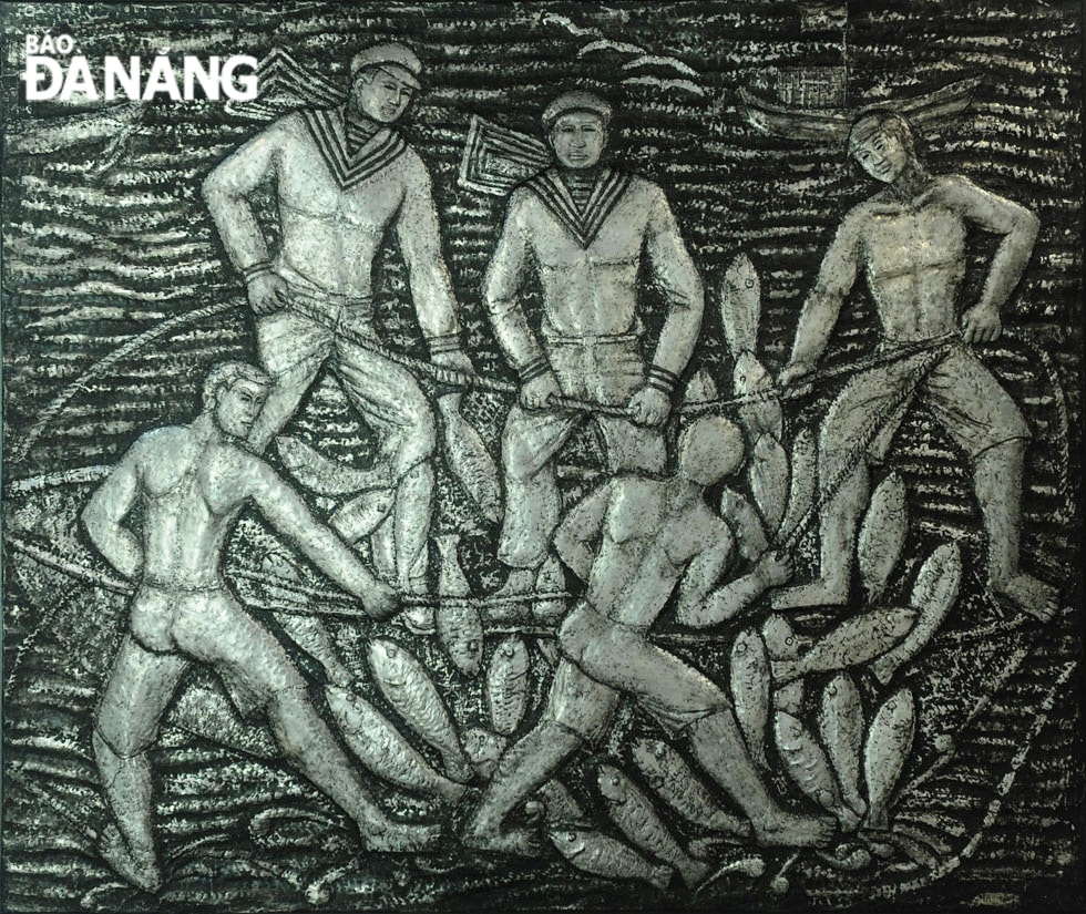 Bám biển cùng ngư dân (gò nhôm). Tác giả: Phạm Ngọc Đường, Quảng Ngãi