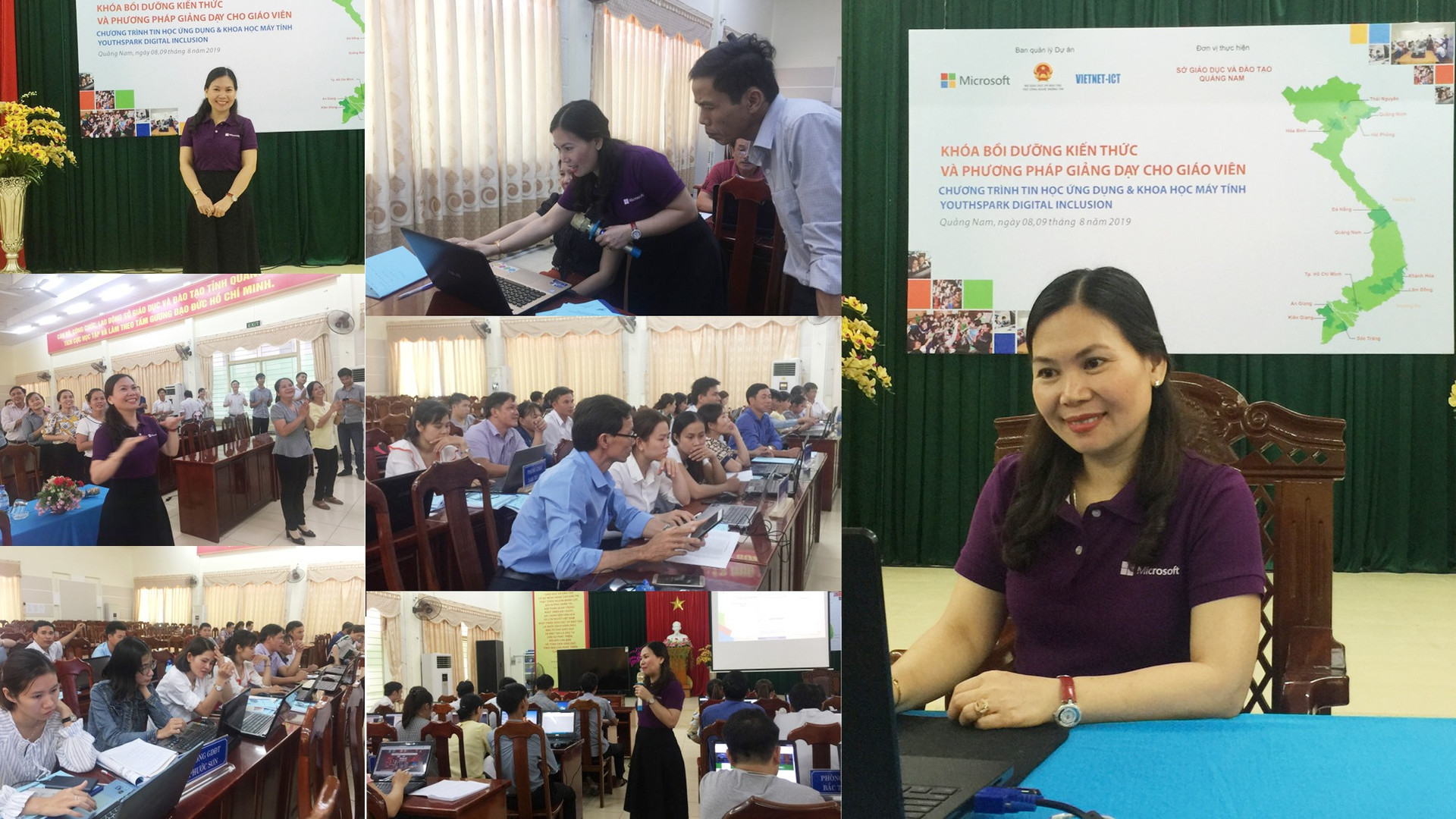 Cô Phạm Thị Ái Vân chia sẻ về Office 365 với giáo viên Tin học THCS ở Quảng Nam.