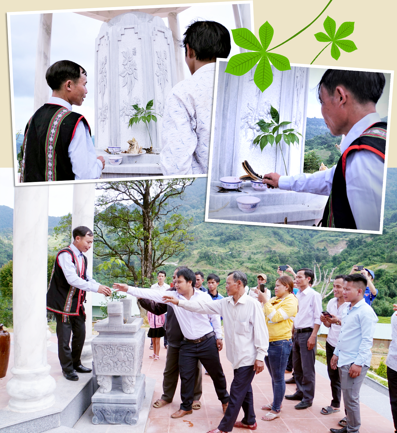 Già làng Xê Đăng thực hiện nghi thức cúng thần tại đền thờ sâm Ngọc Linh