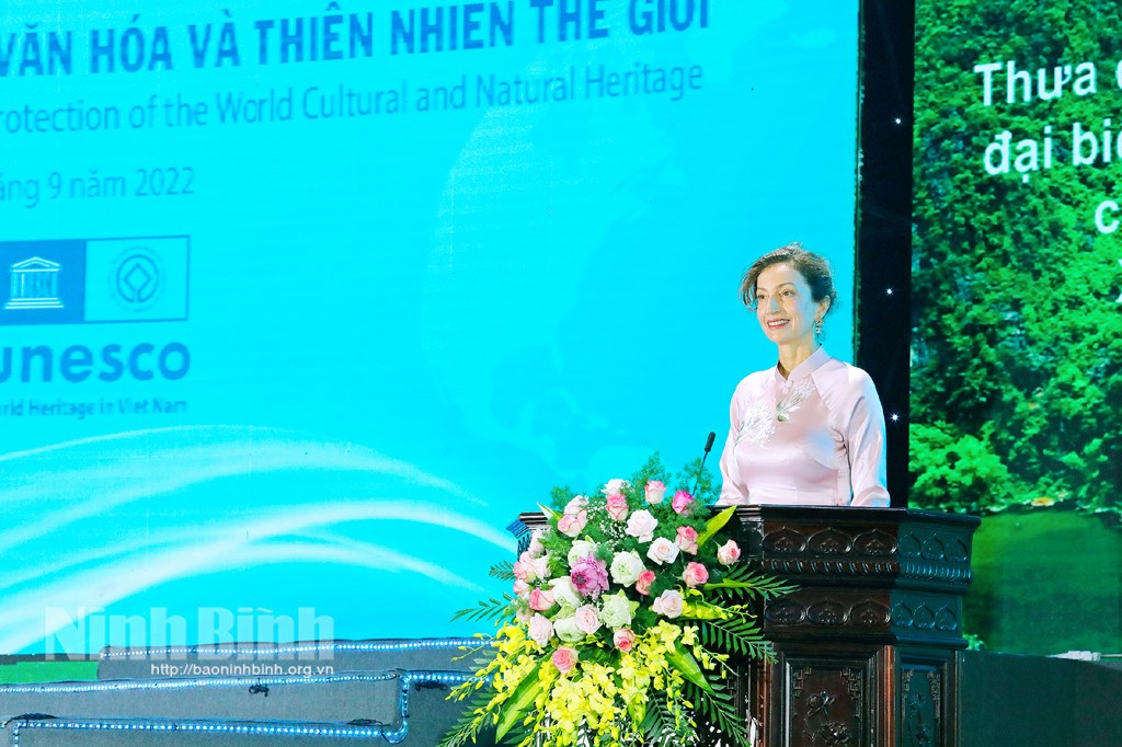 Bà Audrey Azoulay - Tổng Giám đốc UNESCO phát biểu tại lễ kỷ niệm.
