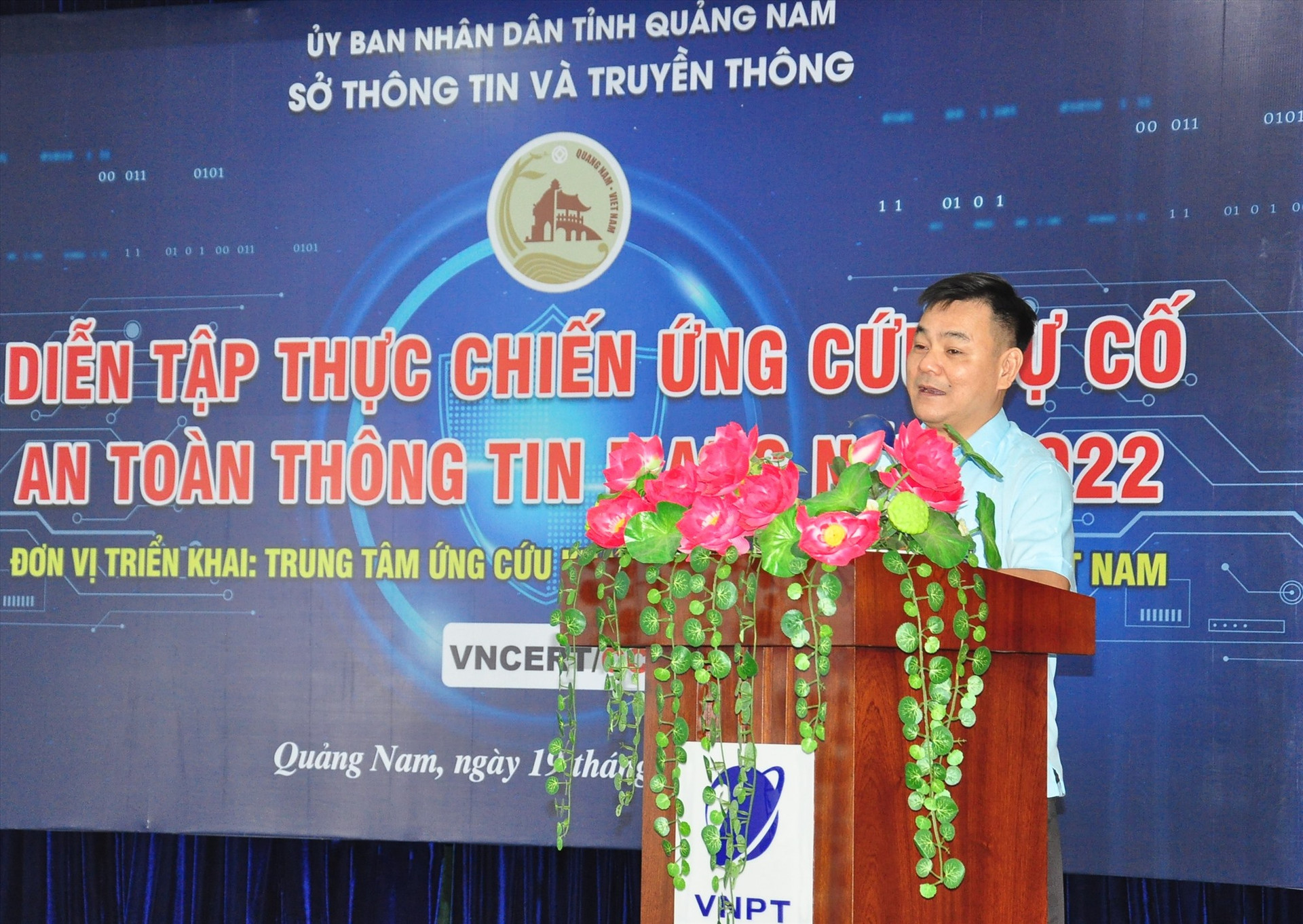 Ông Phạm Hồng Quảng - Giám đốc Sở TT-TT phát biểu khai mạc lớp tập huấn. Ảnh: V.A