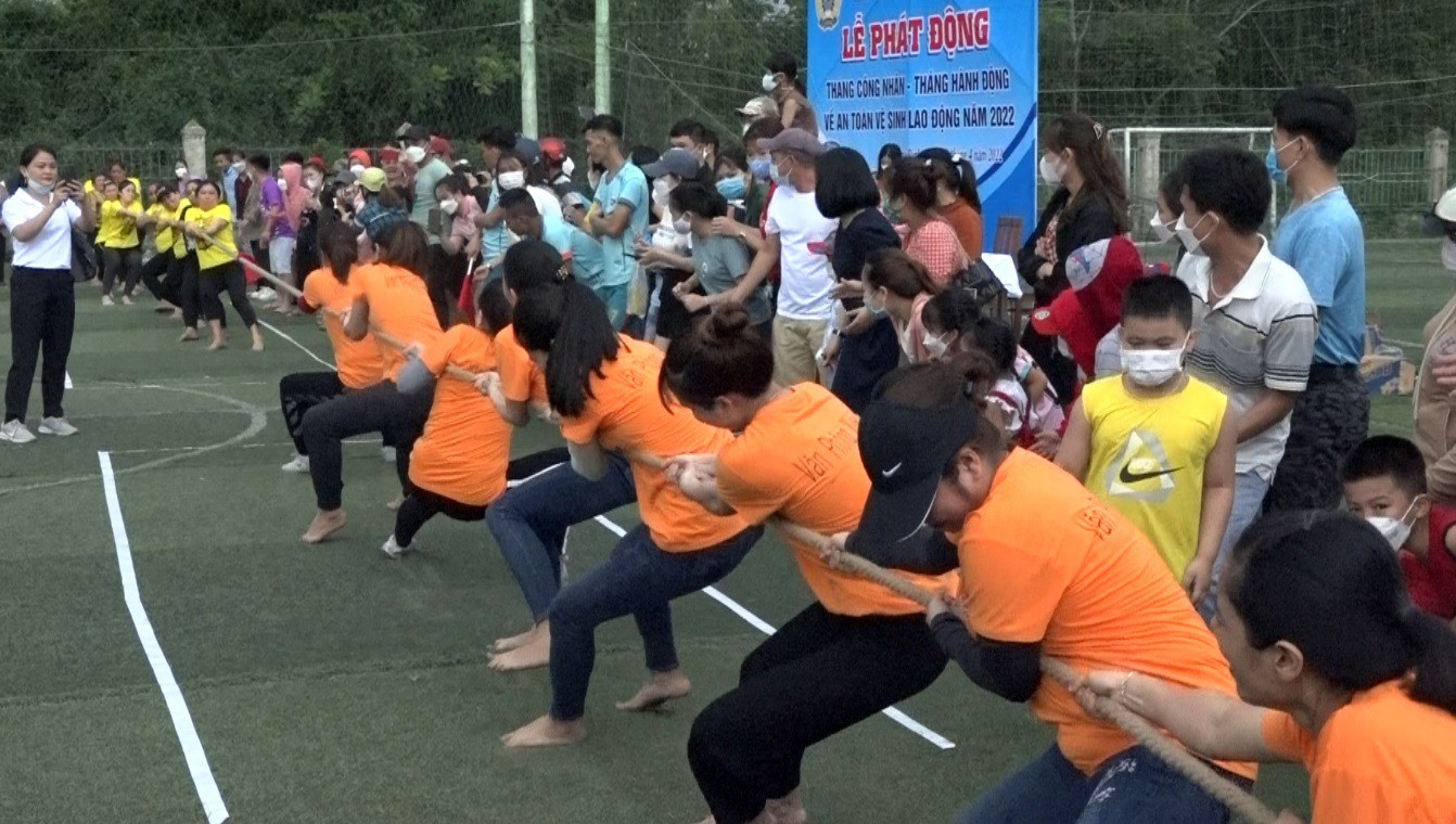 Hoạt động thể thao được LĐLĐ huyện Thăng Bình tổ chức nhân Tháng công nhân năm 2022. Ảnh: MT