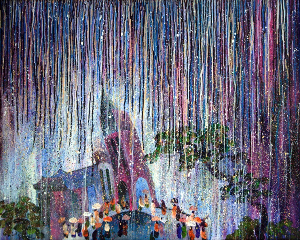 “Đà Lạt mưa” - tranh acrylic (80x100 cm) của Võ Như Diệu.