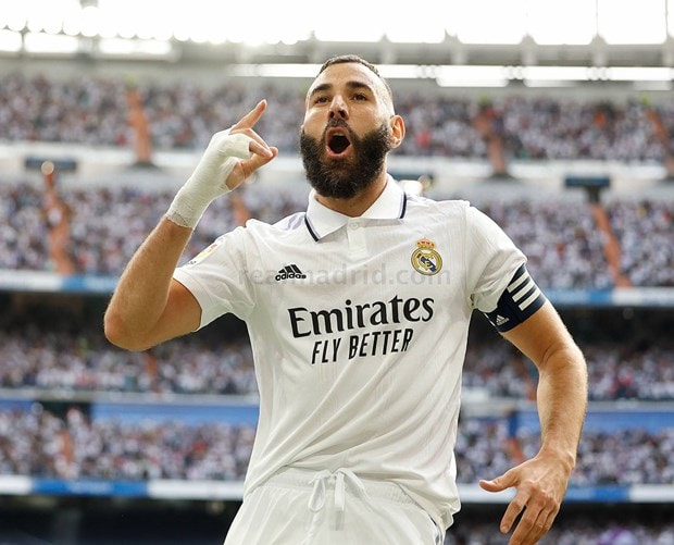 Benzema ăn mừng sau khi lập công. (Nguồn: realmadrid)
