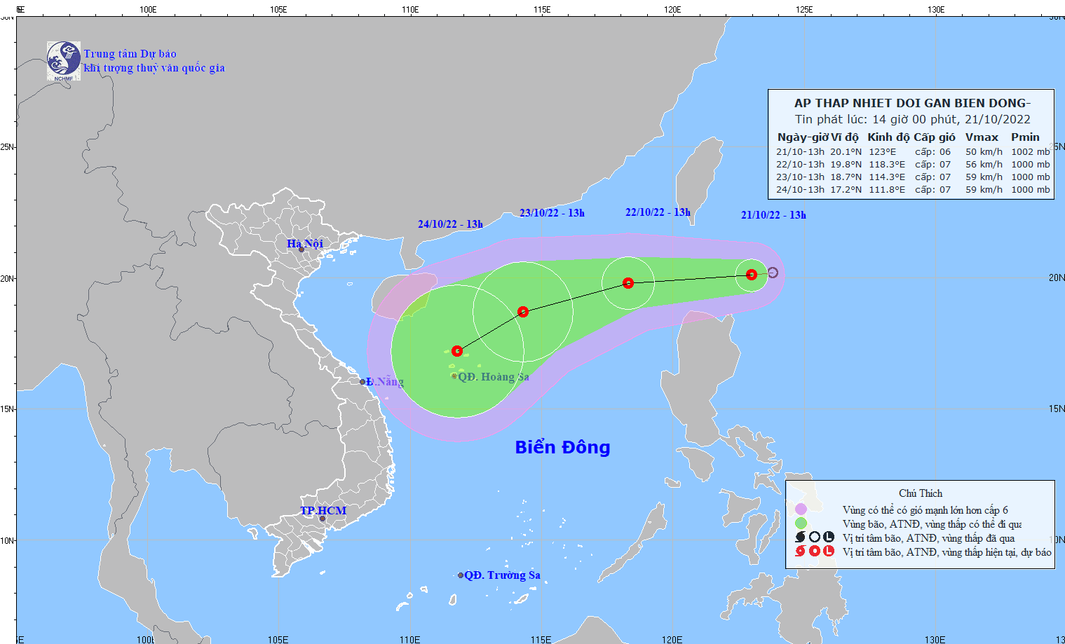 Áp thấp nhiệt đới gần Biển Đông. Ảnh: Trung tâm Dự báo KTTV quốc gia