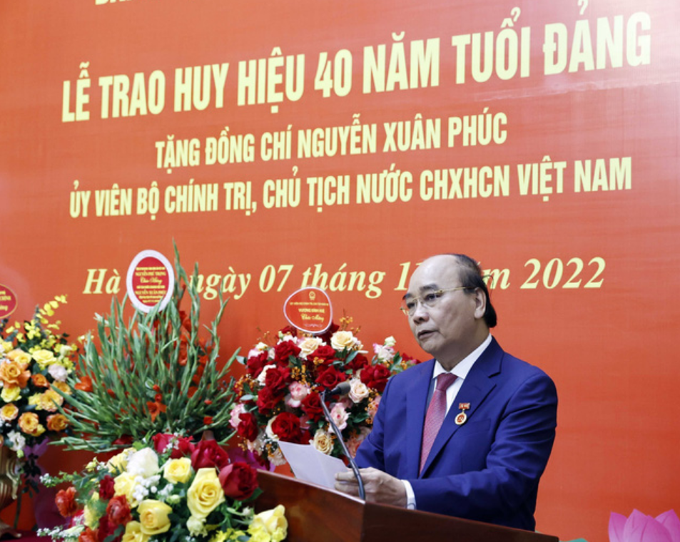 Đồng chí Nguyễn Xuân Phúc, Ủy viên Bộ Chính trị, Chủ tịch nước Cộng hòa XHCN Việt Nam phát biểu. Ảnh: Thống Nhất – TTXVN