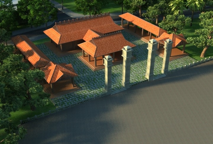 Mô hình 3D Nhà bia Văn thánh và Nhà lưu niệm cụ Hà Đình - Nguyễn Thuật. Ảnh: Đ.H
