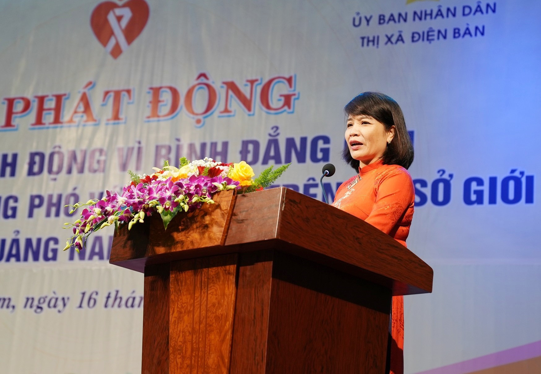 Bà Lưu Thị Bích Ngọc - Phó Giám đốc Sở LĐ-TB&XH phát biểu tại lễ phát động. Ảnh: H.Q