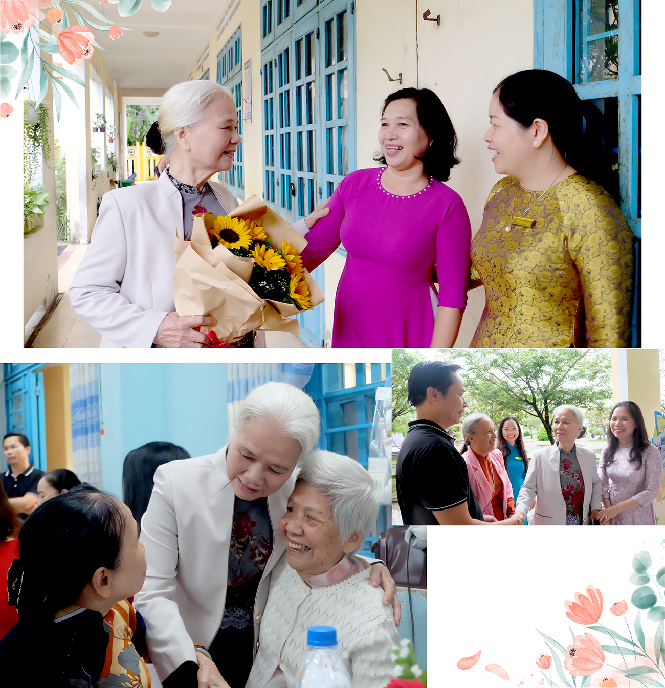 Cô Tâm về thăm Trường Tiểu học Kim Đồng - nơi cô từng gắn bó 30 năm. Ảnh: Q.L