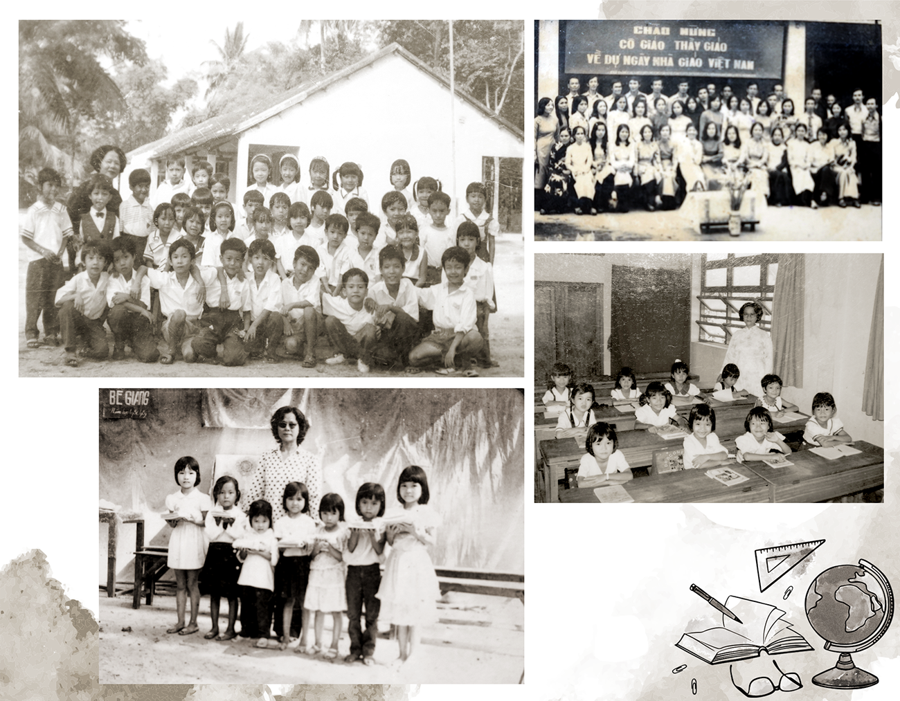 Những hình ảnh kỉ niệm năm học hàng chục năm trước được cô Tâm gìn giữ cẩn thận. Ảnh: Q.L