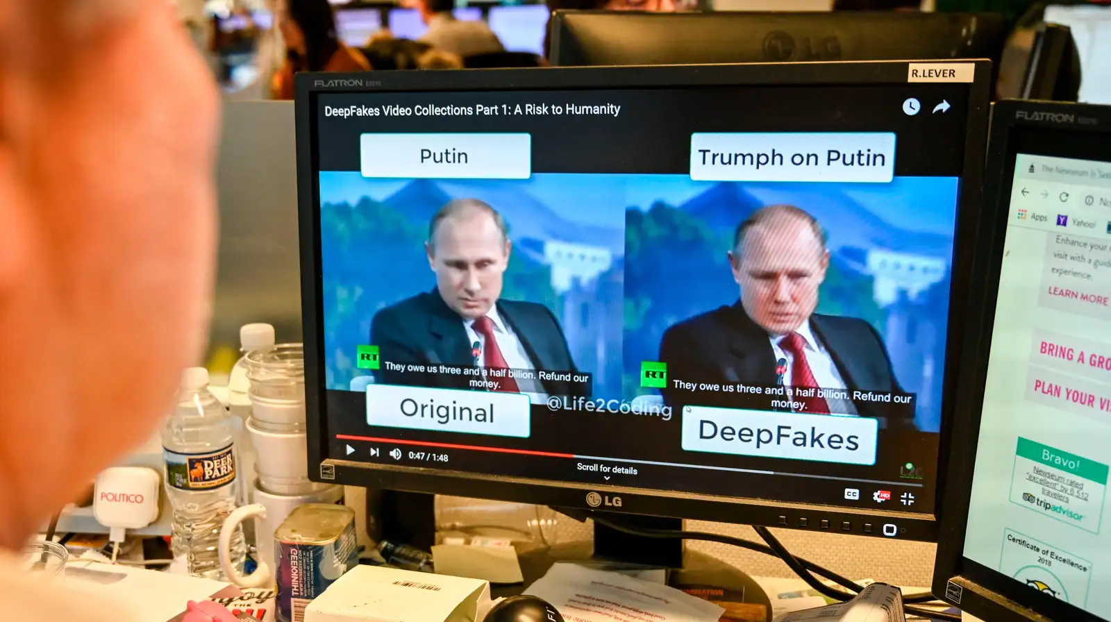 Một video về Tổng thống Nga Vladimir Putin sử dụng deepfake với vẻ ngoài của nguyên Tổng thống Mỹ Donald Trump. Ảnh: Gizmodo.