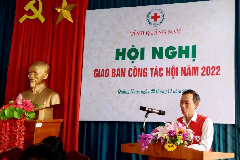 Ông Lê Tấn Minh - Chủ tịch Hội CTĐ tỉnh phát biểu tại hội nghị. Ảnh: H.L