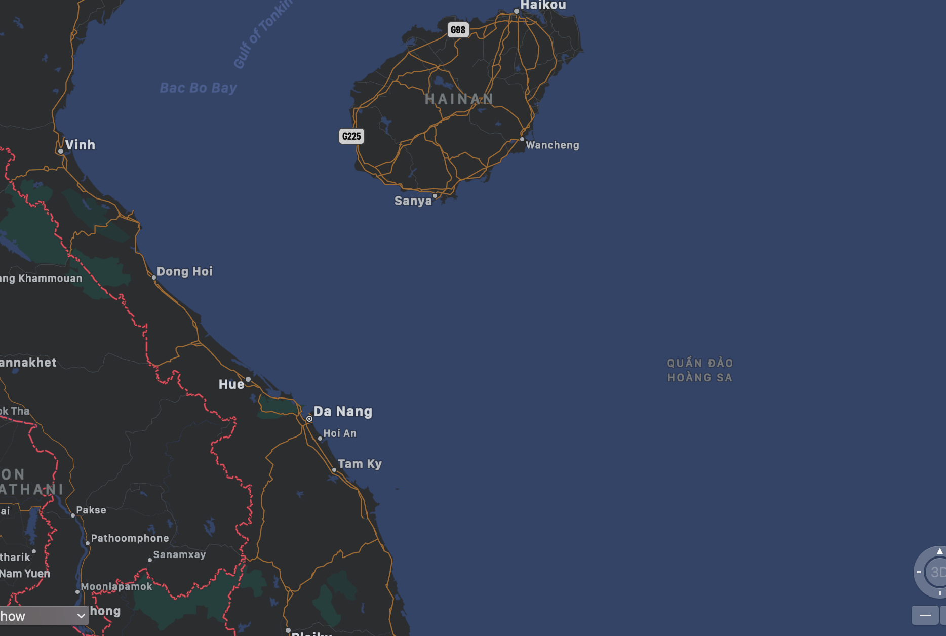 Quần đảo Hoàng Sa và Trường Sa đã được Apple Maps bổ sung trên dữ liệu bản đồ. (Ảnh chụp màn hình)
