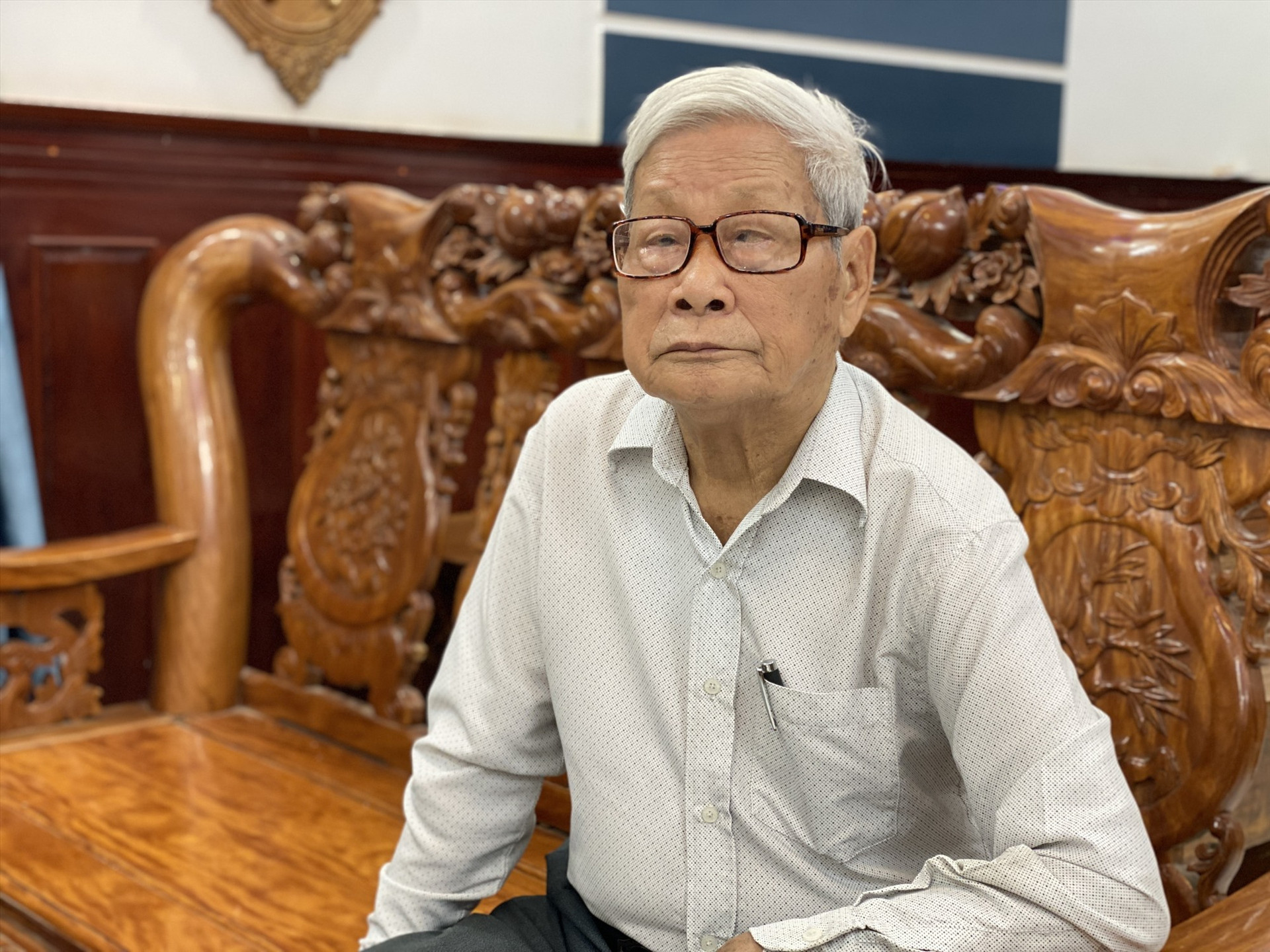 Ở tuổi 92, cụ Trần Ngọc Du vẫn đam mê thiện nguyện. Ảnh: H.H.Q