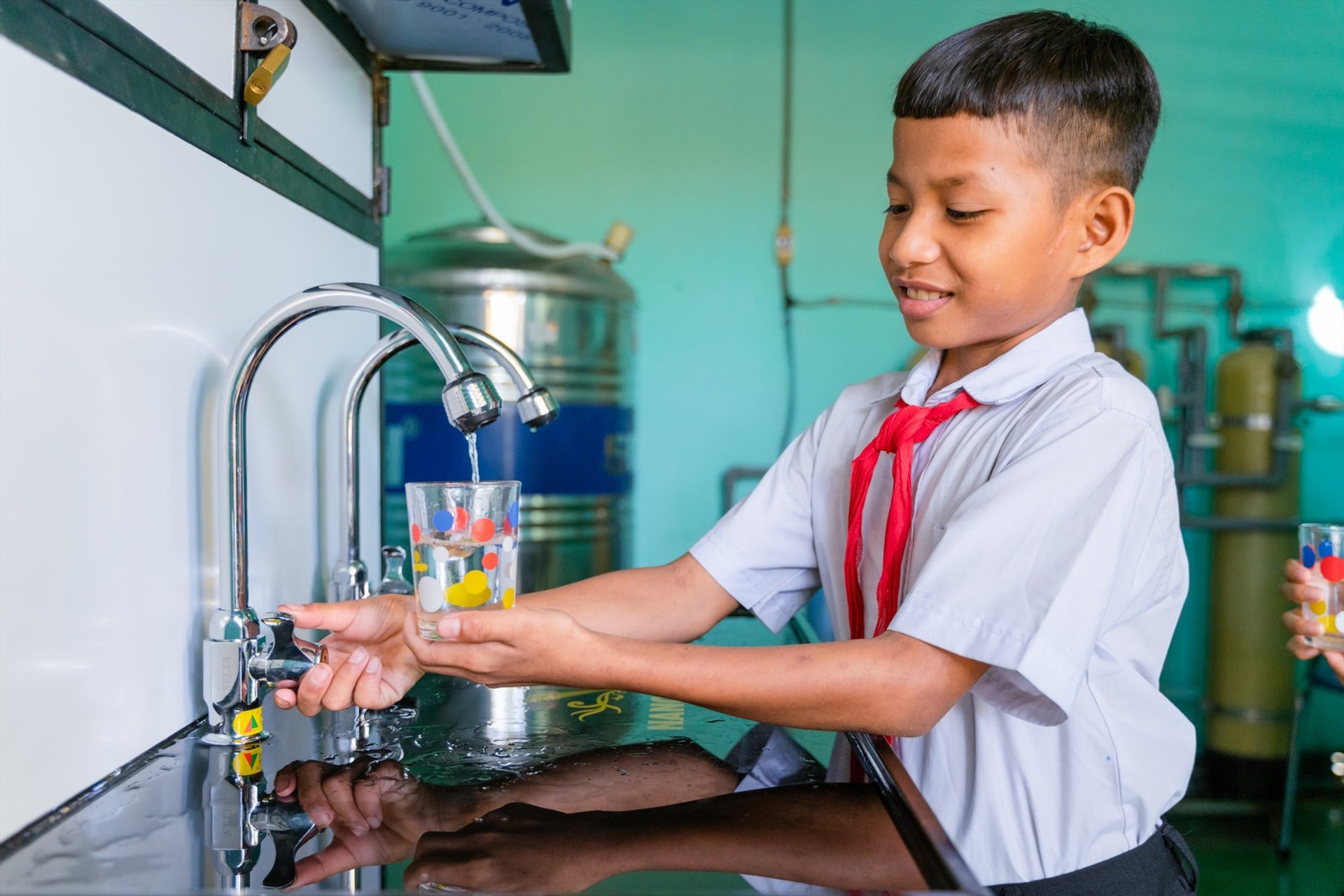 A drinking water treatment system donated by Lifestart Foundation