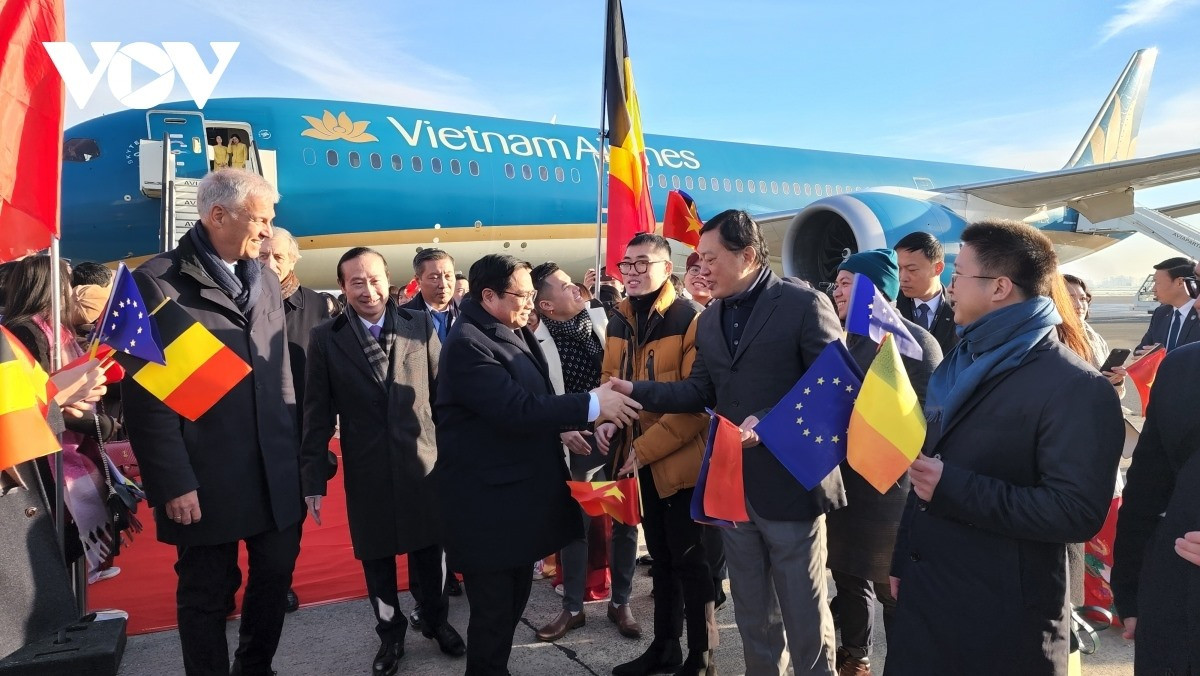 Prime Minister Pham Minh Chinh arrives in Brussels for the ASEAN-EU Commemorative Summit and an official visit to Belgium