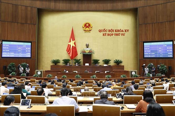 Quốc hội biểu quyết thông qua Luật Dầu khí (sửa đổi). Ảnh: Doãn Tấn/TTXVN