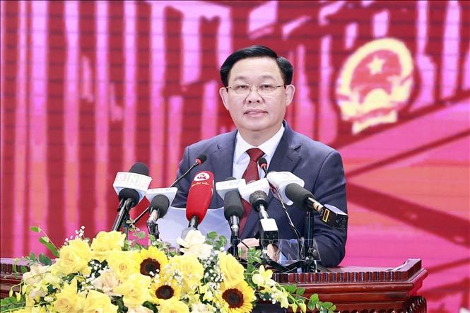 Chủ tịch Quốc hội Vương Đình Huệ phát biểu tổng kết, bế mạc Hội thảo Văn hóa 2022 với chủ đề: “Thể chế, chính sách và nguồn lực cho phát triển văn hóa’’. Ảnh: Doãn Tấn/TTXVN