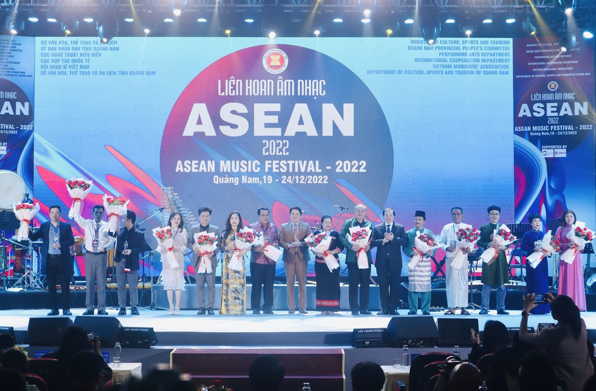 Representatives of 14 troupes at the opening ceremony