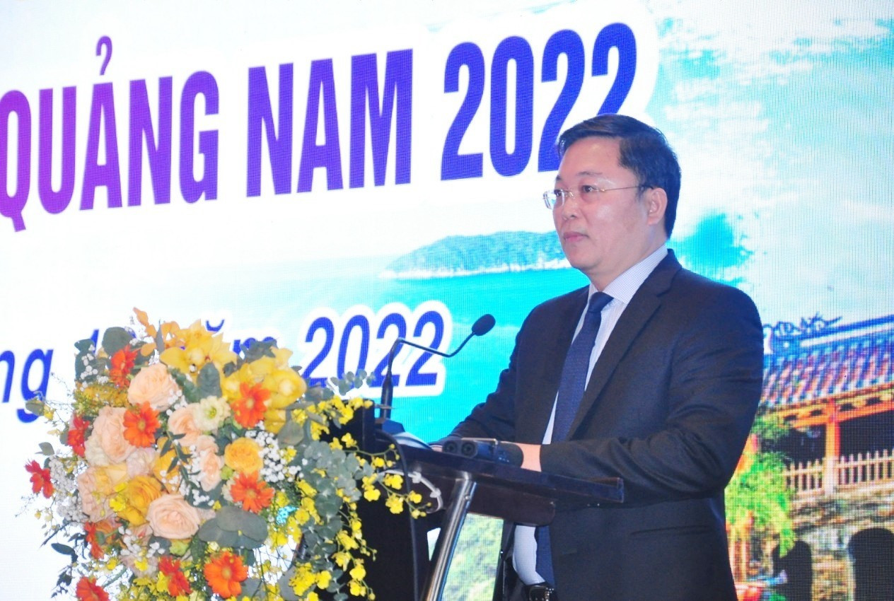 Chủ tịch UBND tỉnh Lê Trí Thanh phát biểu tại Lễ tổng kết Năm du lịch quốc gia 2022. Ảnh V.A