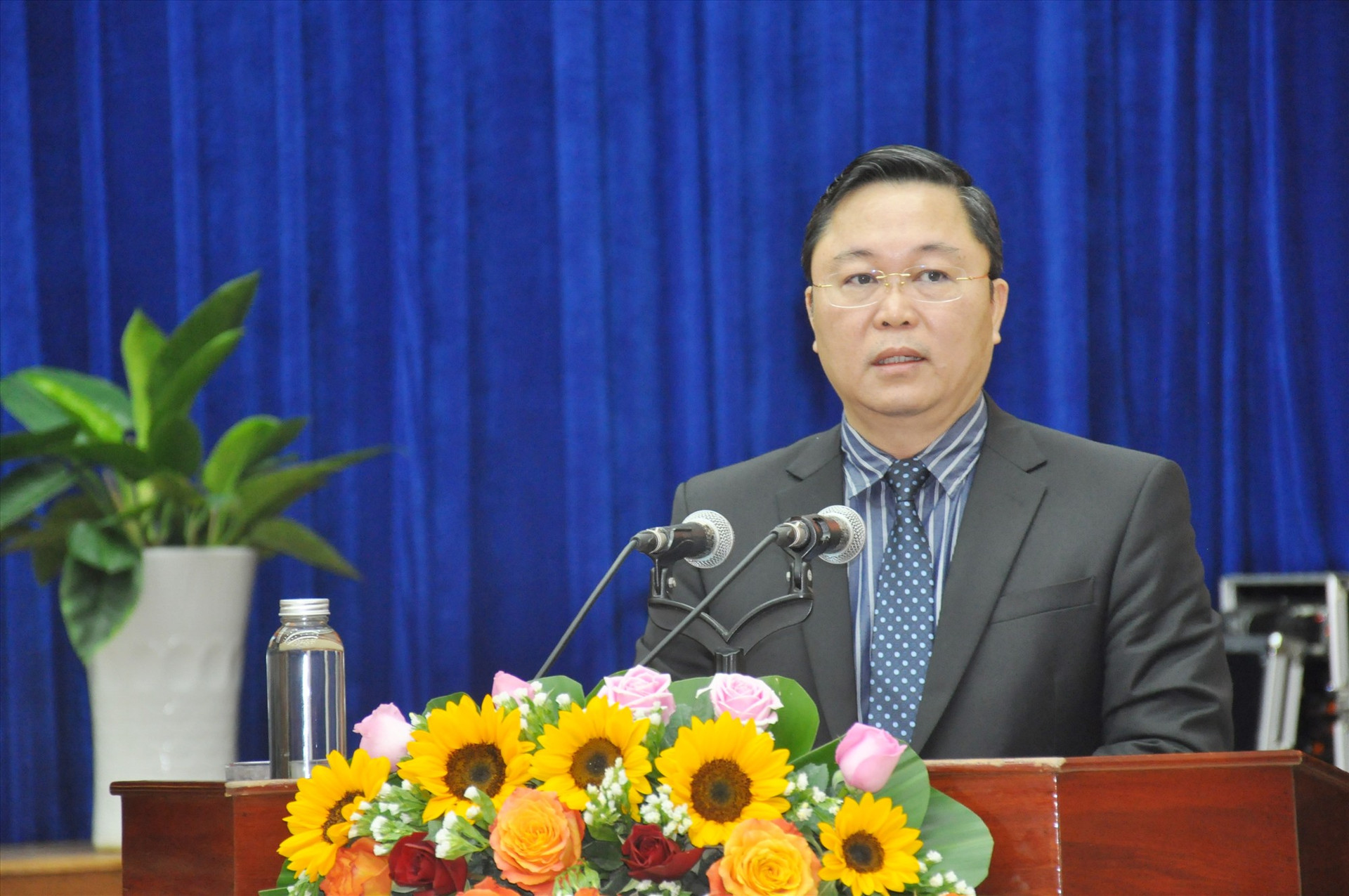 Phó bí thư Tỉnh ủy, Chủ tịch UBND tỉnh Lê Trí Thanh phát biểu chỉ đạo tại hội nghị. Ảnh: N,Đ