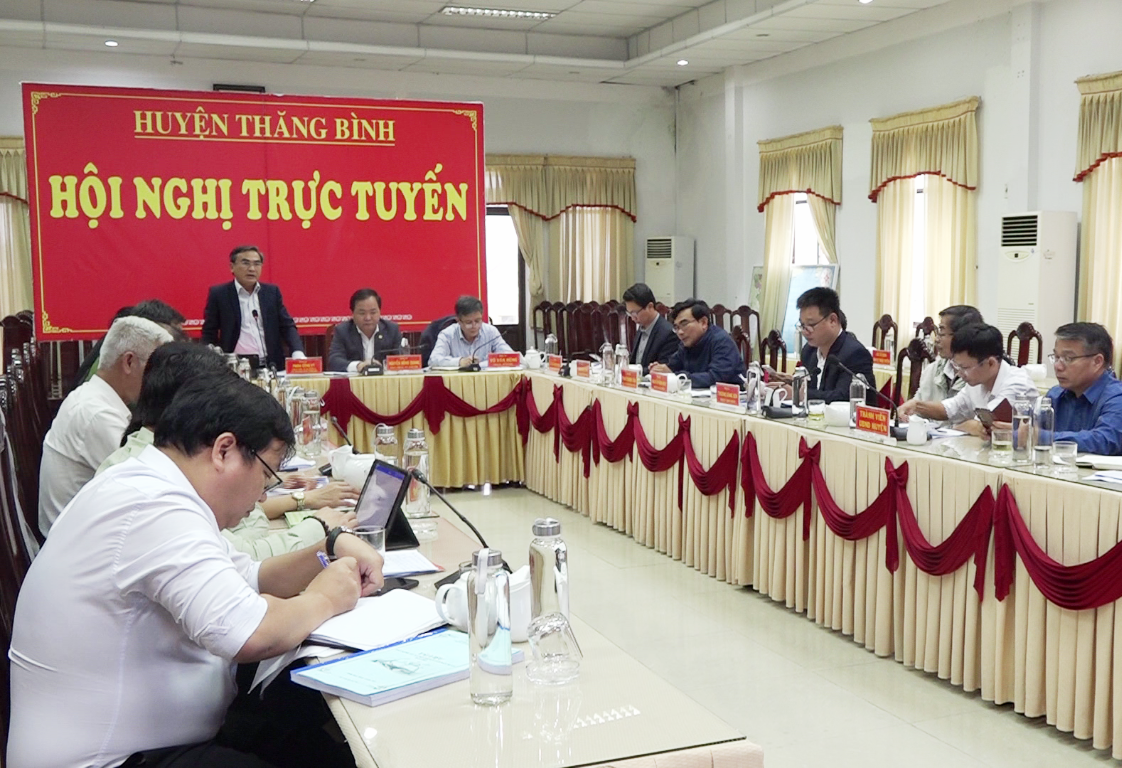 UBND huyện Thăng Bình tổ chức hội nghị trực tuyến đánh giá các mặt công tác năm 2022