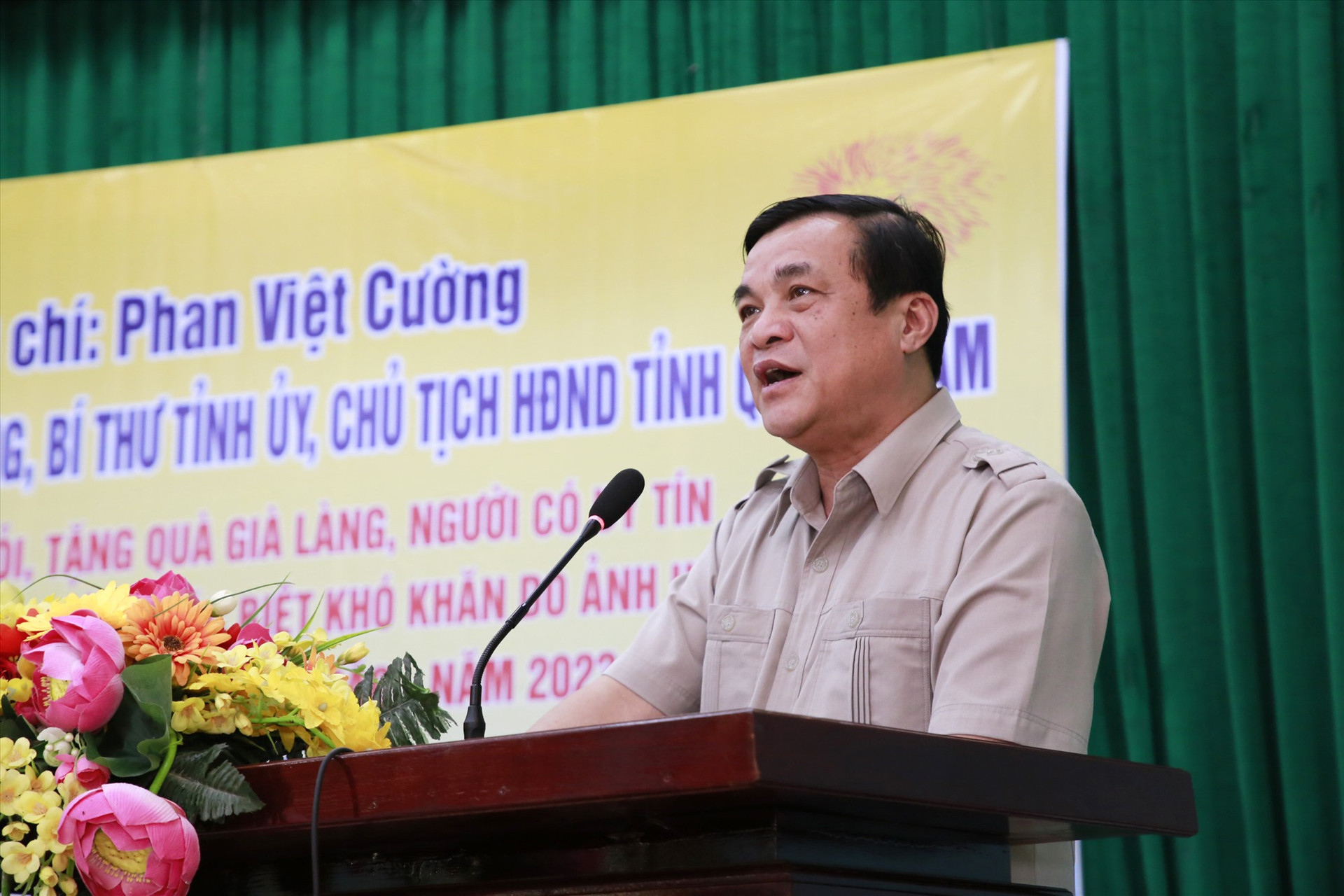 Bí thư Tỉnh ủy Phan Việt Cường phát biểu tại buổi gặp mặt. Ảnh: T.C