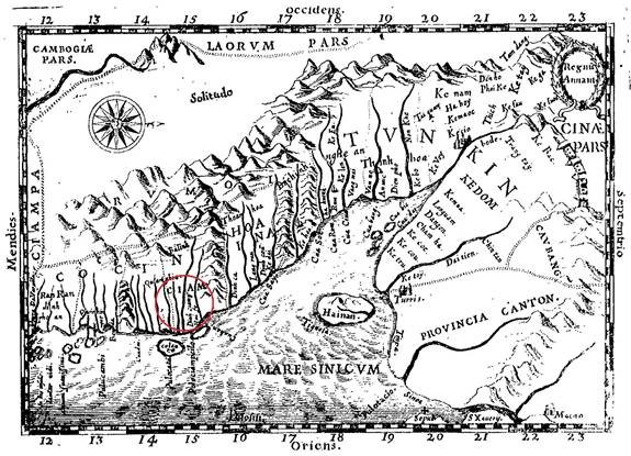 Bản đồ thế kỷ 17, ghi vùng Quảng Nam là CIAM.