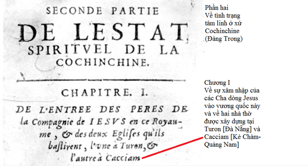 Trang sách của Cristoforo Borri, 1635, có ghi Cacciam.