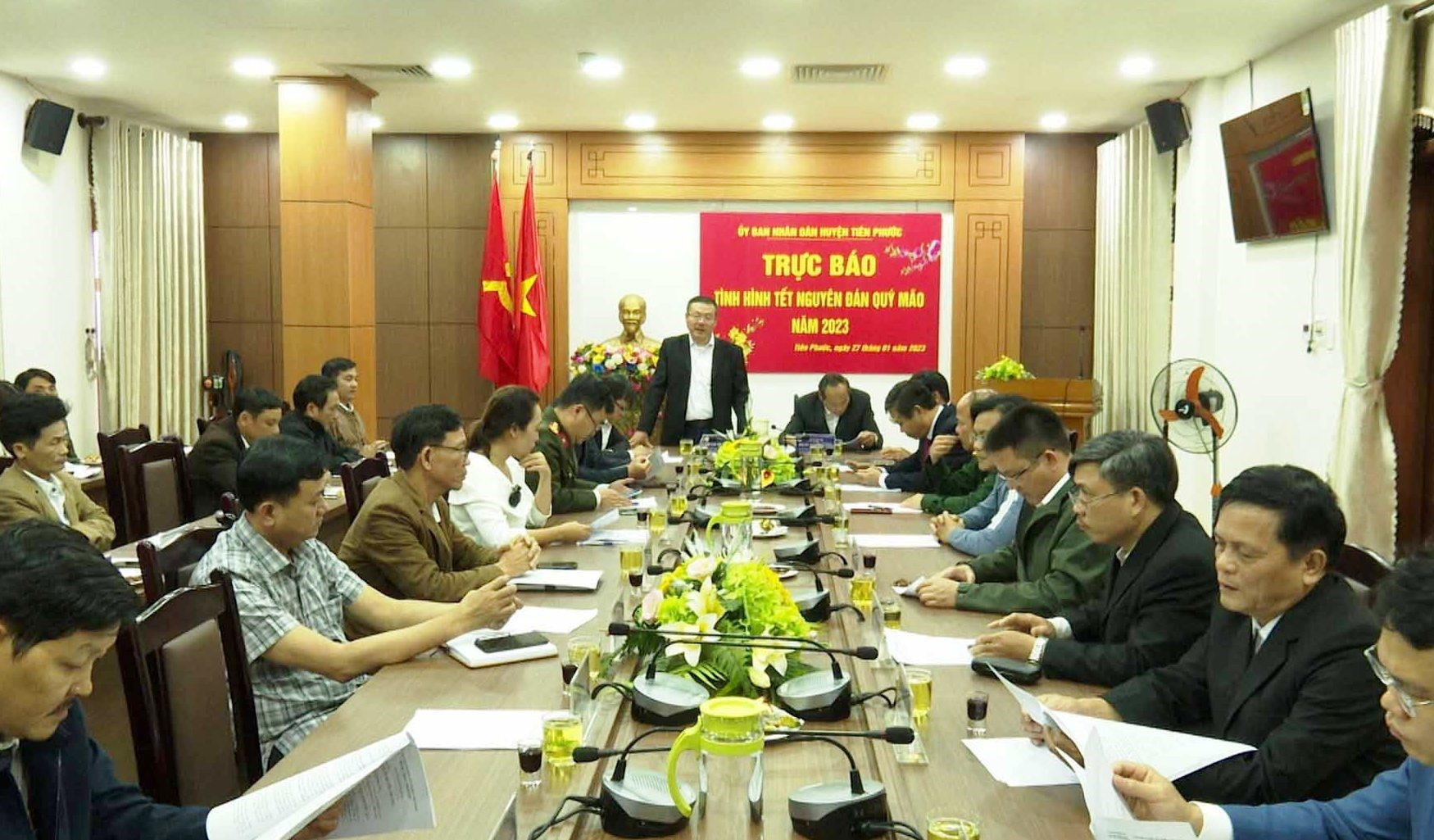 UBND huyện Tiên Phước tổ chức trực báo trước, trong và sau Tết Nguyên đán Quý Mão 2023. Ảnh:N.HƯNG